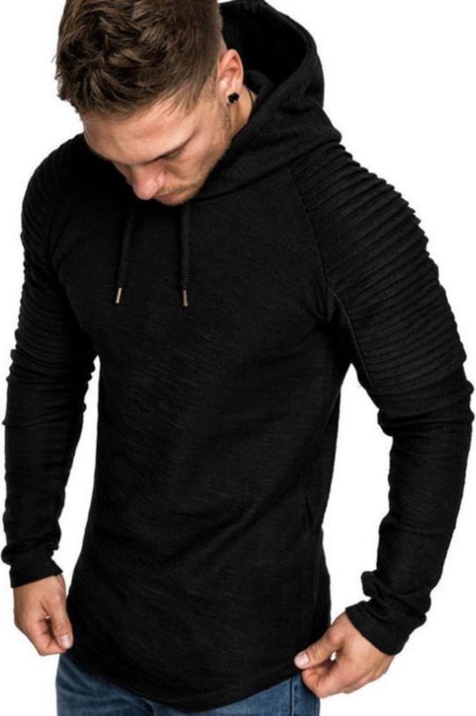 Hoodie Rib Sleeve Black XL
