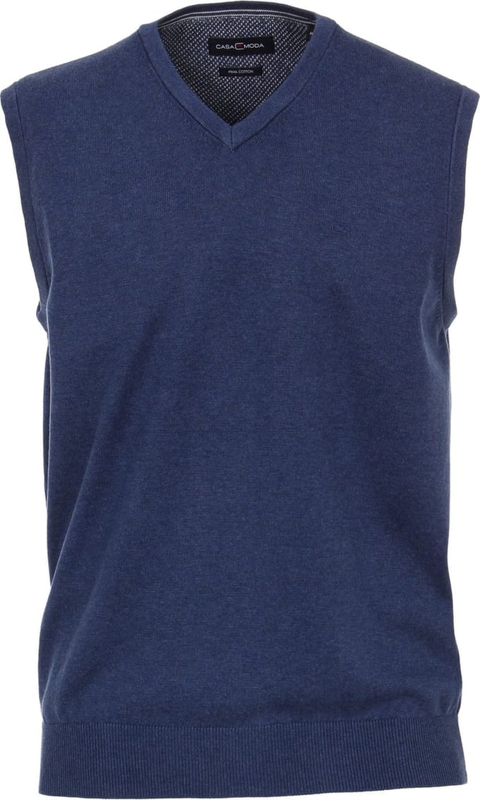 Casa Moda Spencer Blauw Gebreid Comfort Fit - 6XL