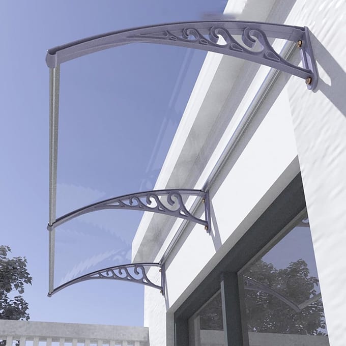 Buitendeur Luifel - Overkapping Entree - Weer Beschermen - Aluminium Steunen - 100x200 cm - Transparant Wit