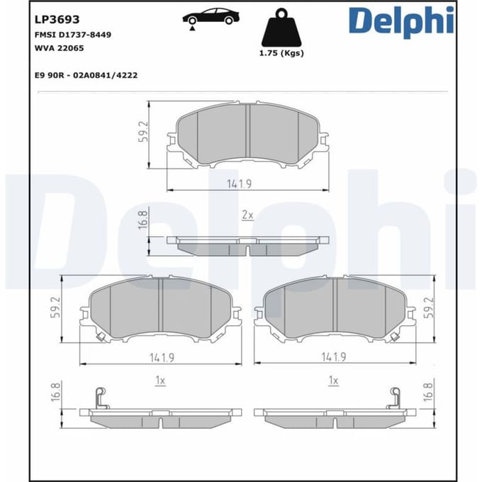 Remblokset DELPHI LP3693, voor