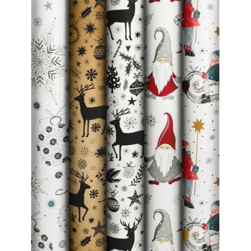 Stewo kerst cadeaupapier bright signs, formaat 70 x 150 cm assorti