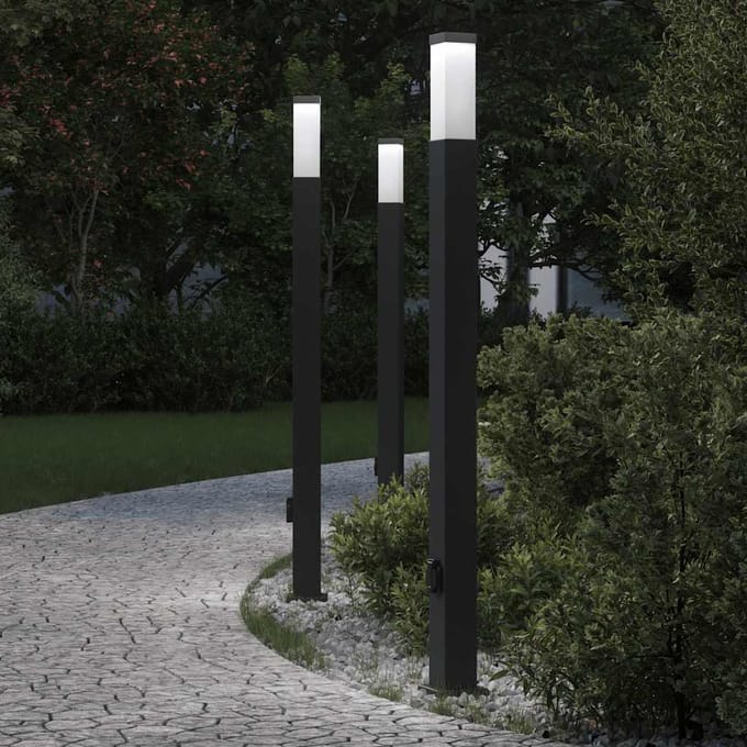 vidaXL Bolderverlichting met stopcontact 3 stuks 110 cm Zwart IP44