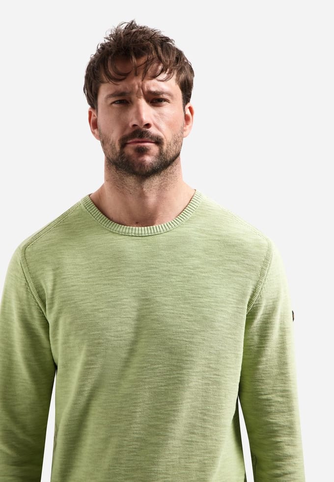 No Excess Pullover crewneck garment dyed + st green