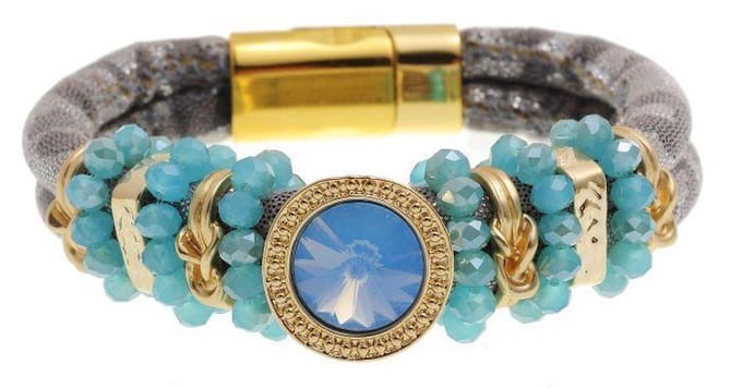 Behave - Armband metallic koord - Blauwgroene kralen dames - Boho chic