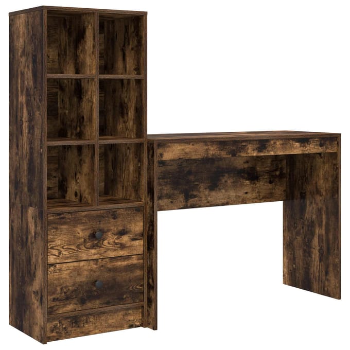 vidaXL - Bureau - Rook - Eiken - 145,5 - x - 40 - x - 127 - cm - 2 - st