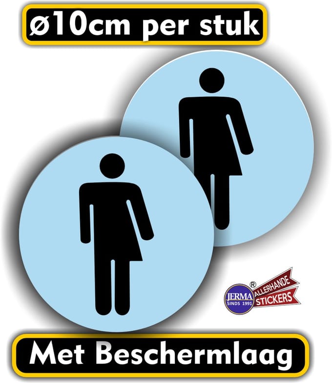 WC deur sticker Genderneutraal set 2 stuks