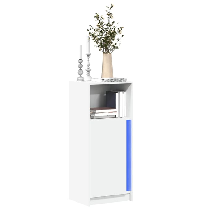 vidaXL - Dressoir - met - LED - 42,5x34x100 - cm - bewerkt - hout - wit
