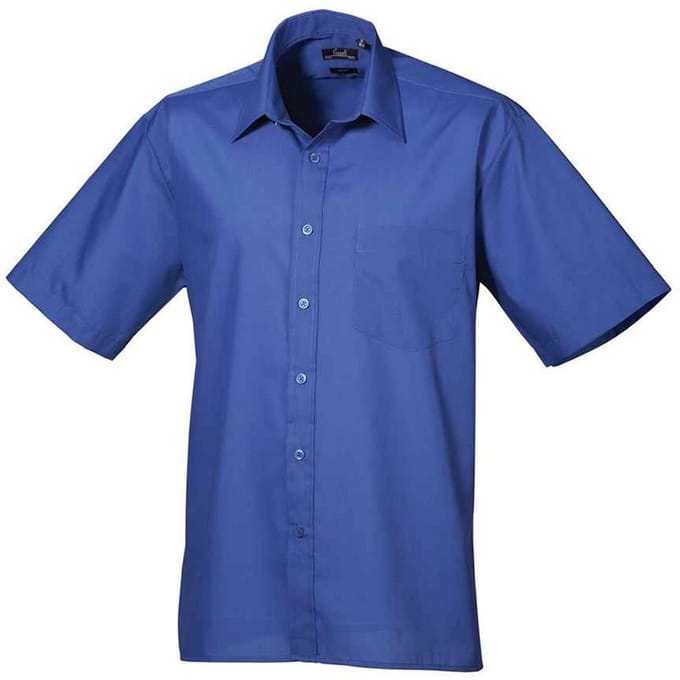 Premier Heren Poplin overhemd met korte mouwen (Koningsblauw)