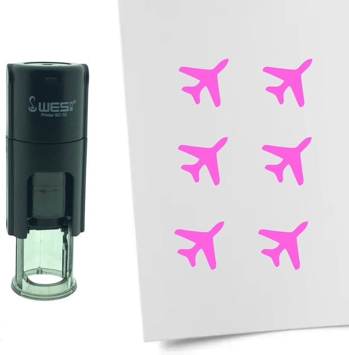 CombiCraft Stempel Vliegtuig 10mm rond - roze inkt