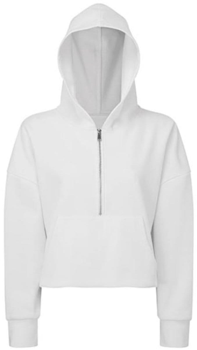 TriDri - Dames Hoodie met halve Rits - White maat S/M