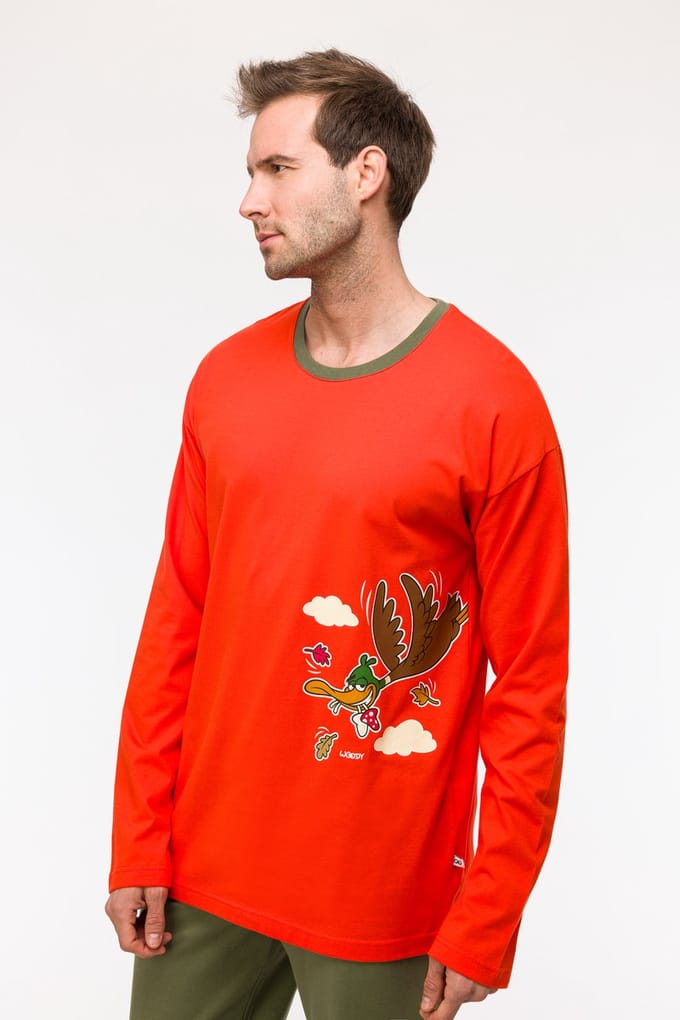 Woody pyjama jongens/heren - rood - eend - 242-10-PLU-S/403 - maat 152