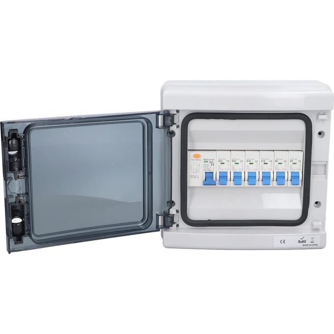 Boîte de Distribution Étanche 6 Voies 6 Disjoncteurs Différentiels Boîtier de Jonction 230V pour Intérieur Extérieur