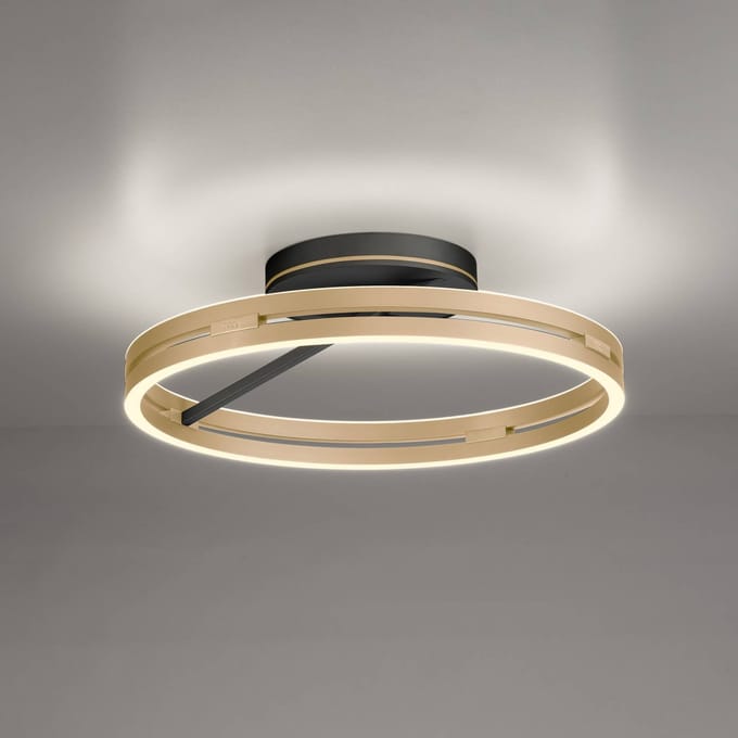 PURE LED plafondlamp Loop messing/zwart metaal Ø 60 cm CCT