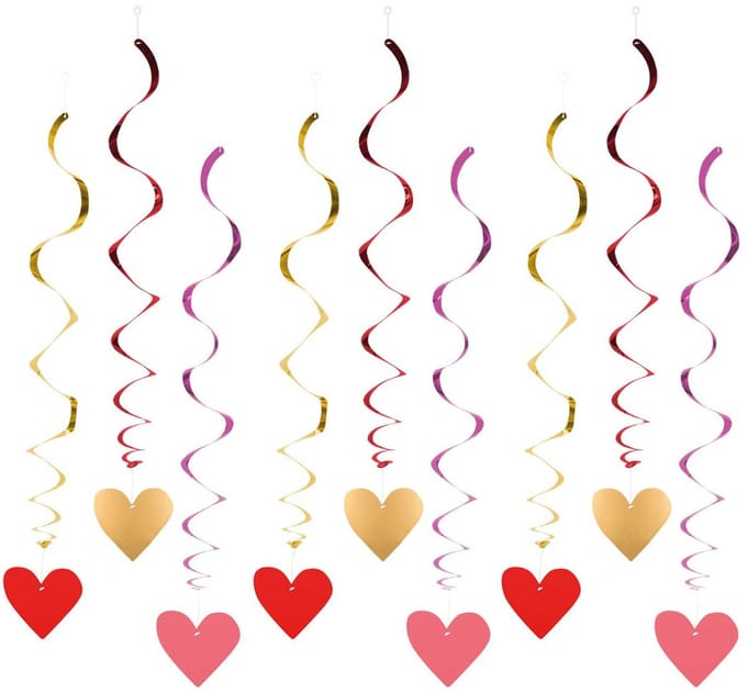Boland Hartjes hangdecoratie - 9x stuks - rood/roze/goud - 85 cm - valentijn - bruiloft - versiering