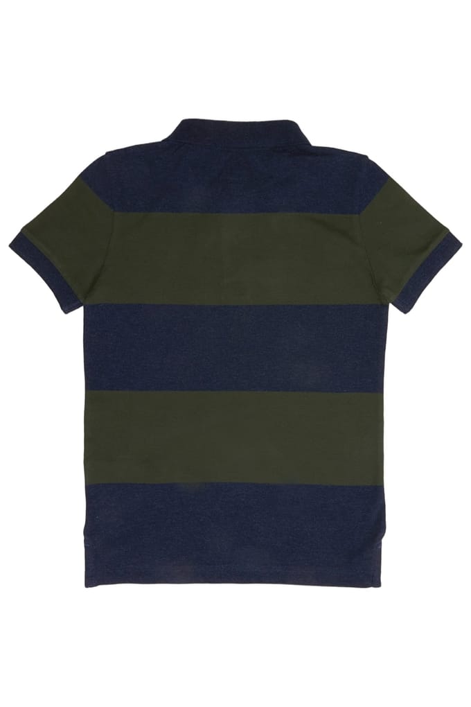 River Woods Custom Fit Striped Stretch Polo Night Blue Mix/forest Größe: 4 | Hemden Outlet | kids | Schwarz