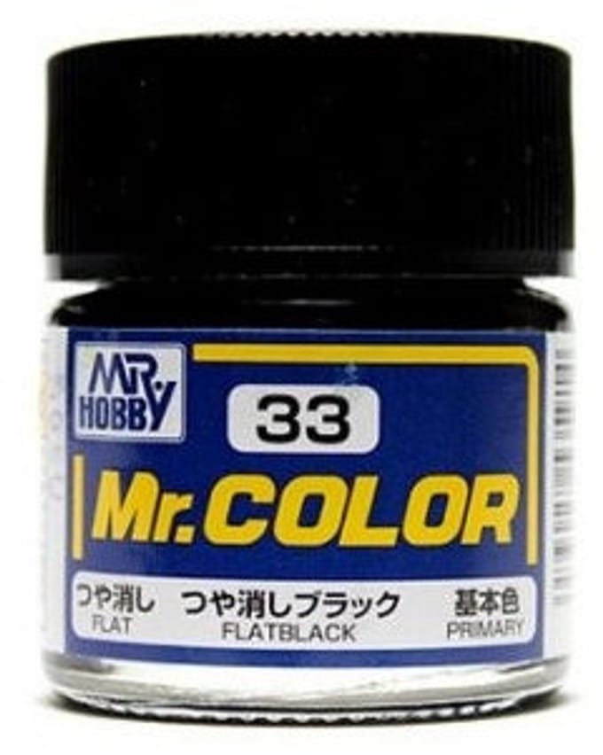 Gunze Mr. Hobby C-033 - Mr. Color 10 ml Flat Black - Lacquer Modelbouwverf