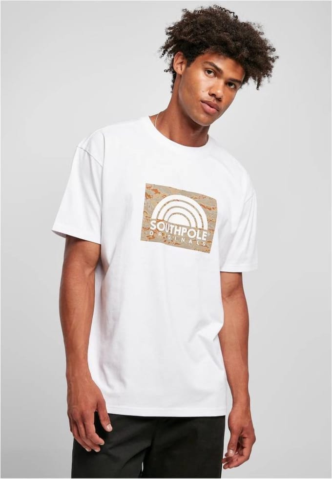 Southpole - Camo Logo Heren T-shirt - S - Wit