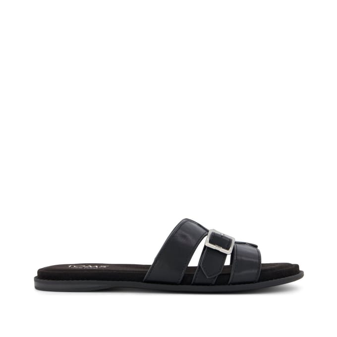 TOMS Sol Mule Leer Dames Zwarte Sandalen