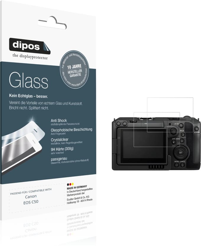 dipos – 2x Pantserfolie geschikt voor Canon EOS C50 | 9H Screenprotector