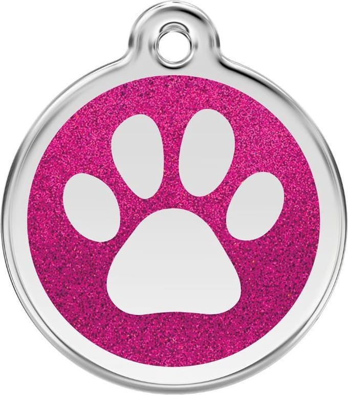 Red Dingo Hondenpenning 30 mm pootje glitter roze