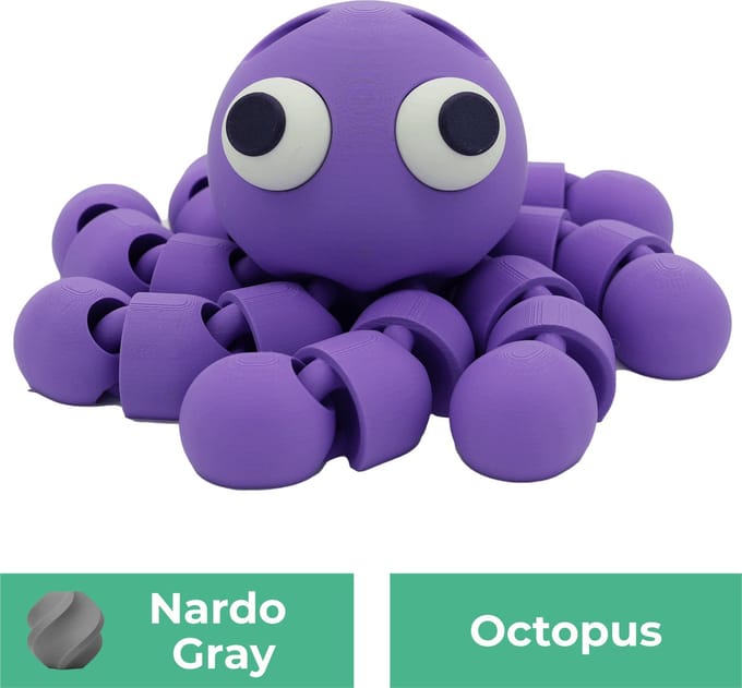 Flexibele octopus beeld – Decoratief beeld - Nardo Grijs - 3d geprinte beeld – Unieke woondecoratie - 25CM