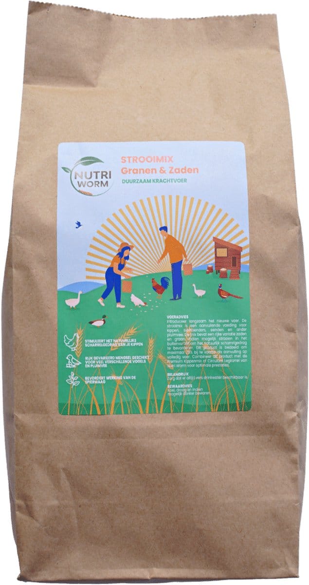 Strooimix - Gemengde Granen, Mais & Zaden - Bevorder het Natuurlijke Scharrelgedrag van je Kippen - 4KG Probeerverpakking