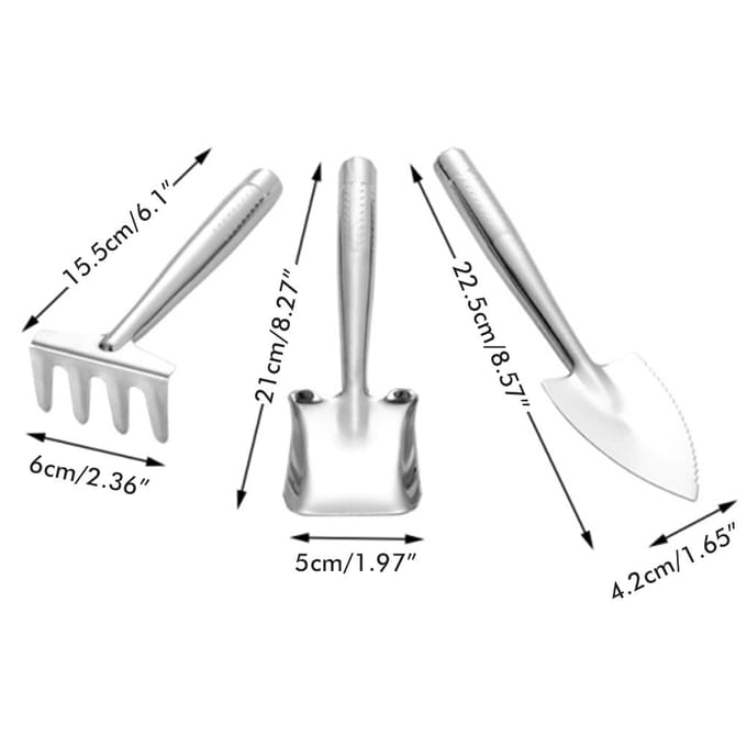 Ensemble de Truelles de Jardin 3 Pièces Mini Truelle en Acier Inoxydable Fourche à Désherber et Truelle à Transplanter Ensemble d'Outils à Main gray