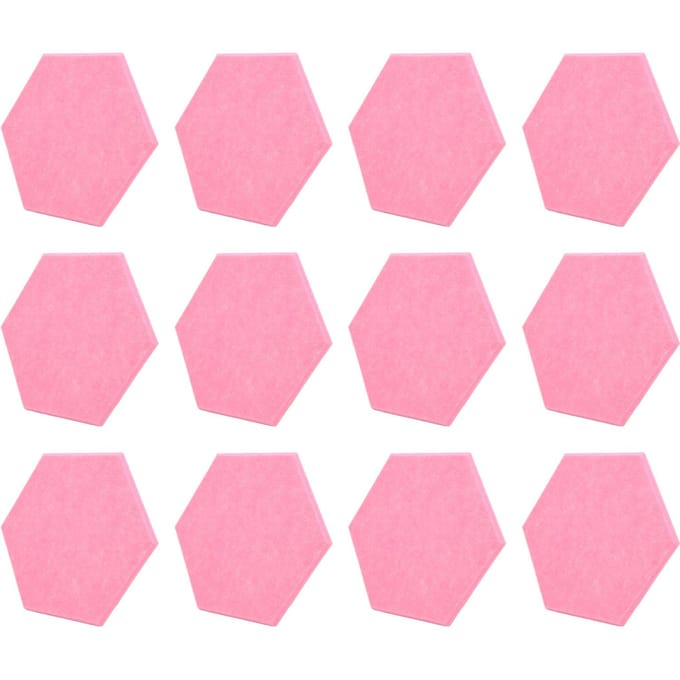 12 Pièces Panneau d'Absorption Sonore Hexagone Adhésif Panneaux Acoustiques Cales Mur Enceinte Insonorisée Rose