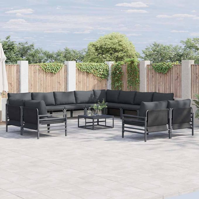 vidaXL - Tuinbank - Set - 13 - st - Zwart - Staal