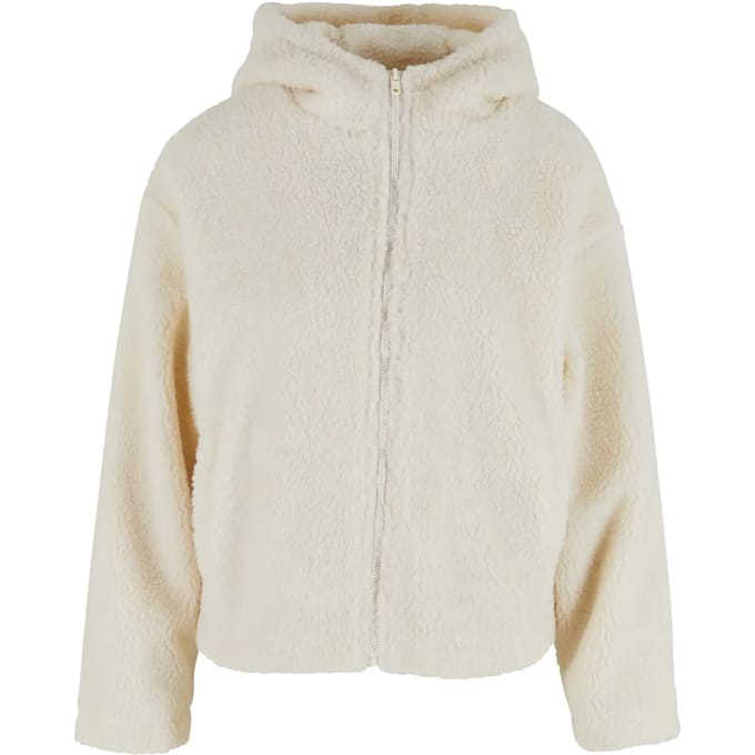 Urban Classics - Short hooded Sherpa Jacket - XL - Gebroken wit