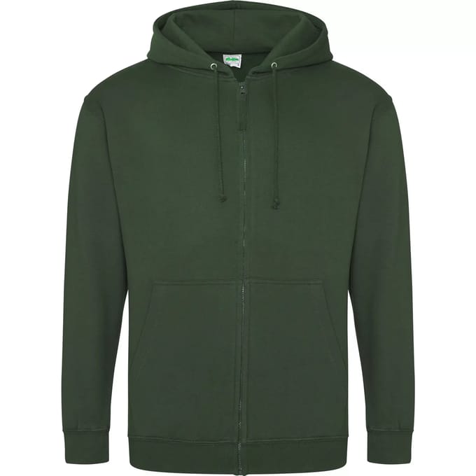 Vegan Hoodie met ritssluiting en capuchon Bottle Green - M