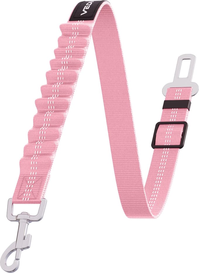VEDIC® - Autogordel hond roze - Hondenautogordels - Elastisch en verstelbare hondengordel - 56-74CM