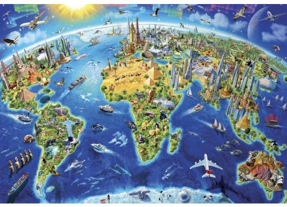 Educa Borras Puzzel Symbolen Wereldkaart Volwassenen puzzels