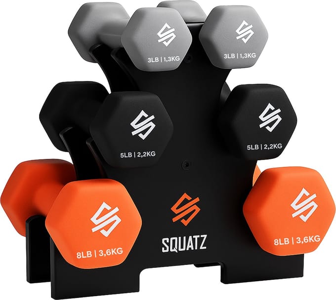 Squatz dumbell Set - 1.3 t/m 3.6 Kg - Gewichten- 3 Paar