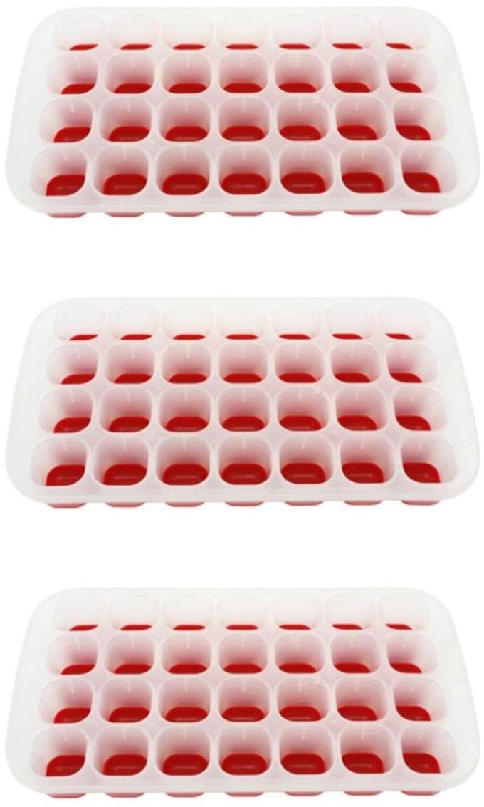Set van 3 roze ijsblokjesbakjes van 28 ijsblokjes Fackelmann