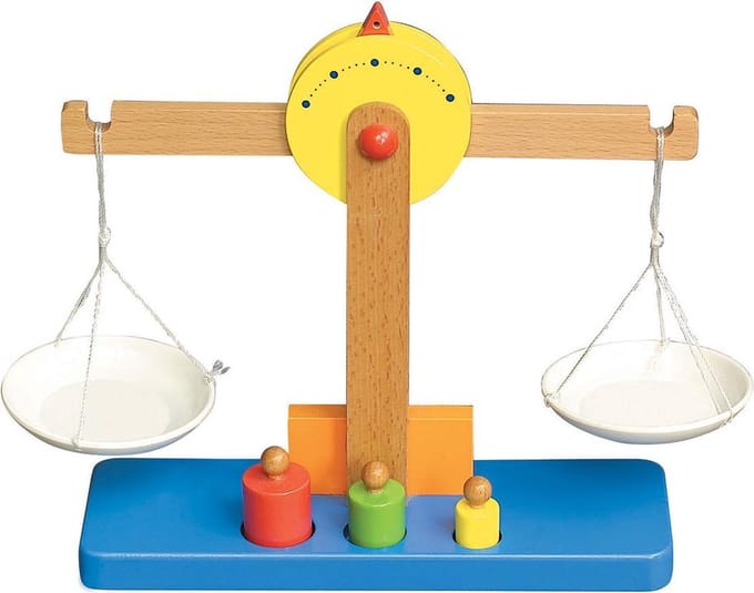 Weegschaal met kunstof schalen