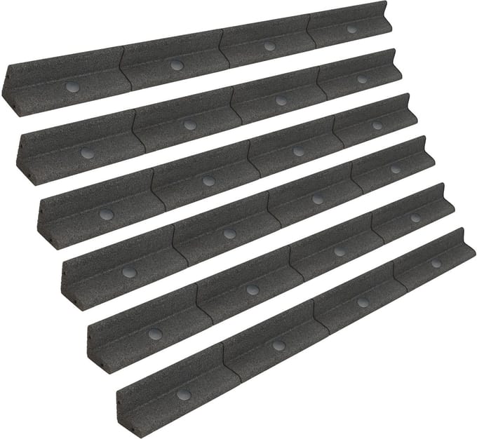 7,2 m flexibele gazonrand - 6x1,2 m - grijs - rubber