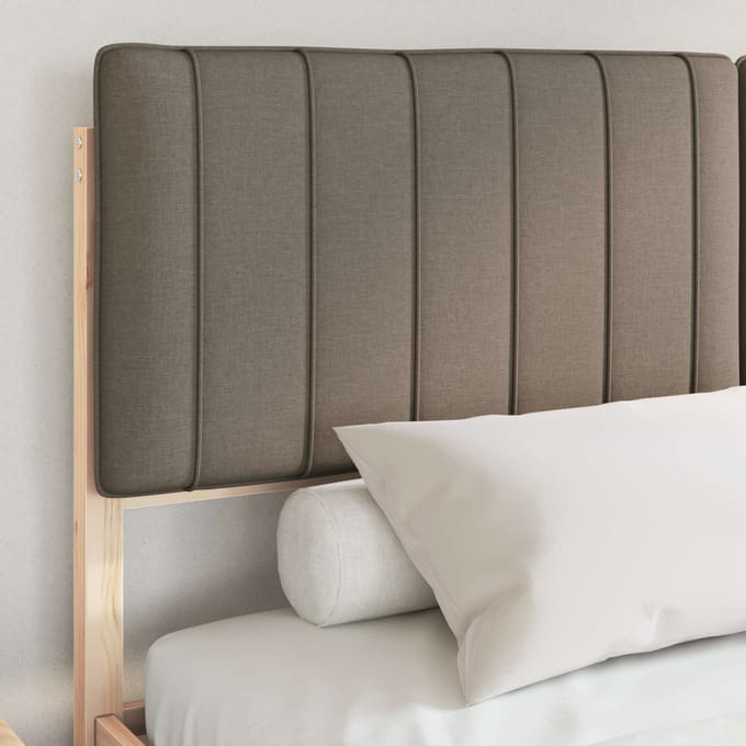 vidaXL - Bedframe - met - Gevoerde - Hoofdbord - Taupe - 150 - x - 200 - cm