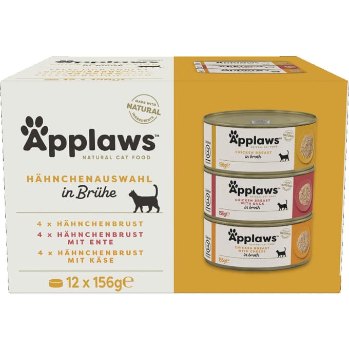12x156g Applaws Mix Kip in Bouillon Kattenvoer nat