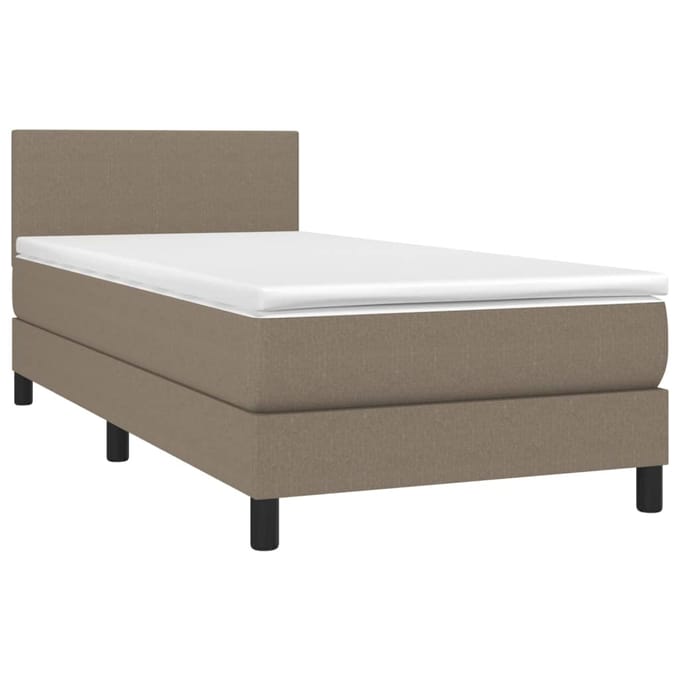 vidaXL - Boxspring - met - matras - en - LED - stof - taupe - 80x200 - cm