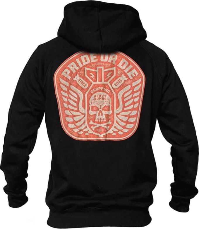 PRiDEorDiE Hoodie Sweater "DROPPING HEAVY BOMBS" Zwart - M