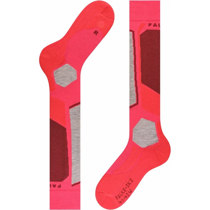 FALKE SK2 warm dik wol functioneel materiaal skisokken dames rood - maat 41-42