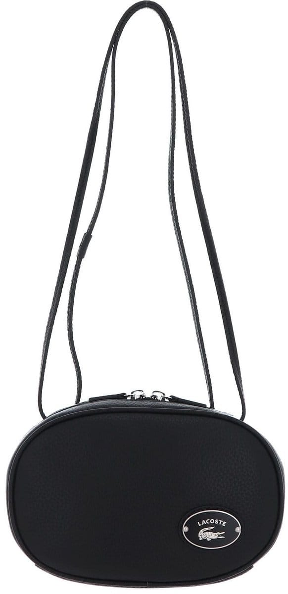 LACOSTE Leren Schoudertas Origin Croc Round Camera Bag Noir Zwart