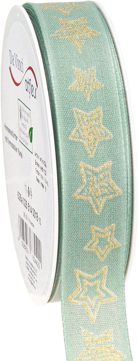Kerstlint sterren cadeaulint turquoise 25mm 18m