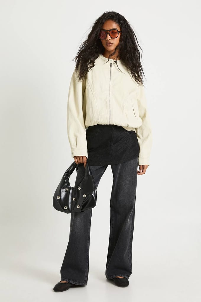 boohoo Dames Kunstleren Moto-Jas | Stone | Maat: 12