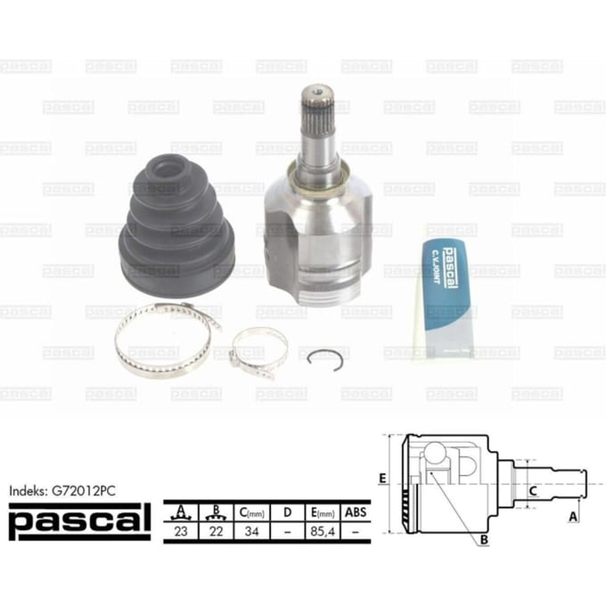 Homokineet reparatie set, aandrijfas PASCAL G72012PC