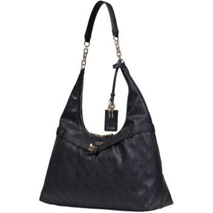 GUESS schoudertas Ella Logo Hobo Black Logo zwart