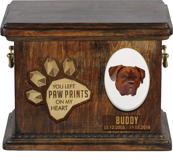 Persoonlijke urn voor Dogue de Bordeaux - Gegraveerde herdenkingsdoos