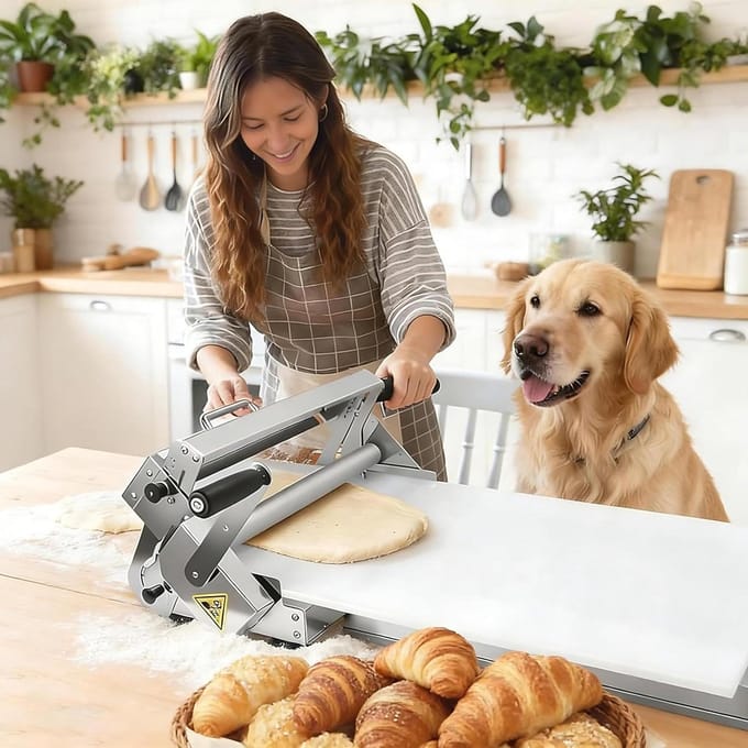 Deegroller Machine - Deegpers Handmatig - Bakken Thuis - 55 Dikte-instellingen - 60 x 30 cm - Wit