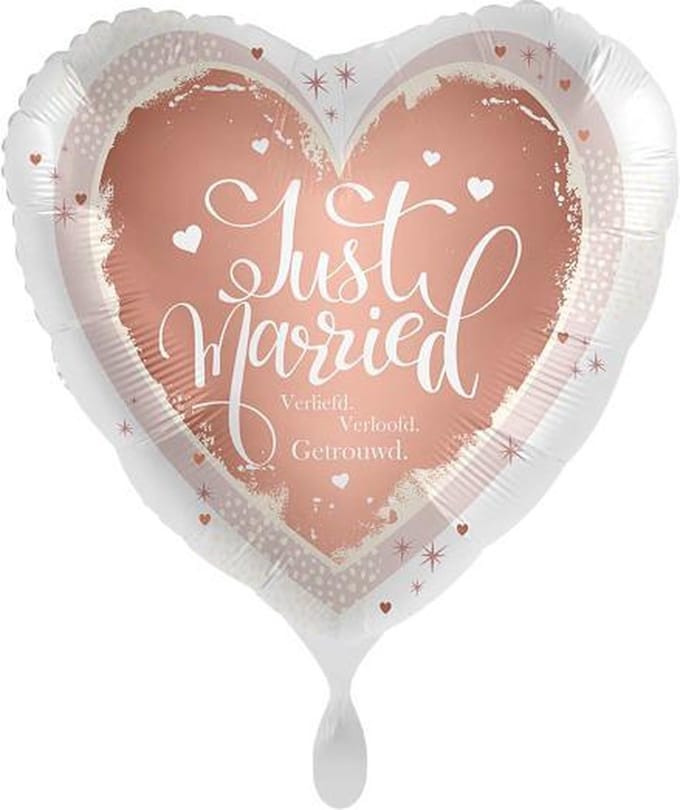 Folieballon Just married - hart ballon - huwelijk - bruidspaar